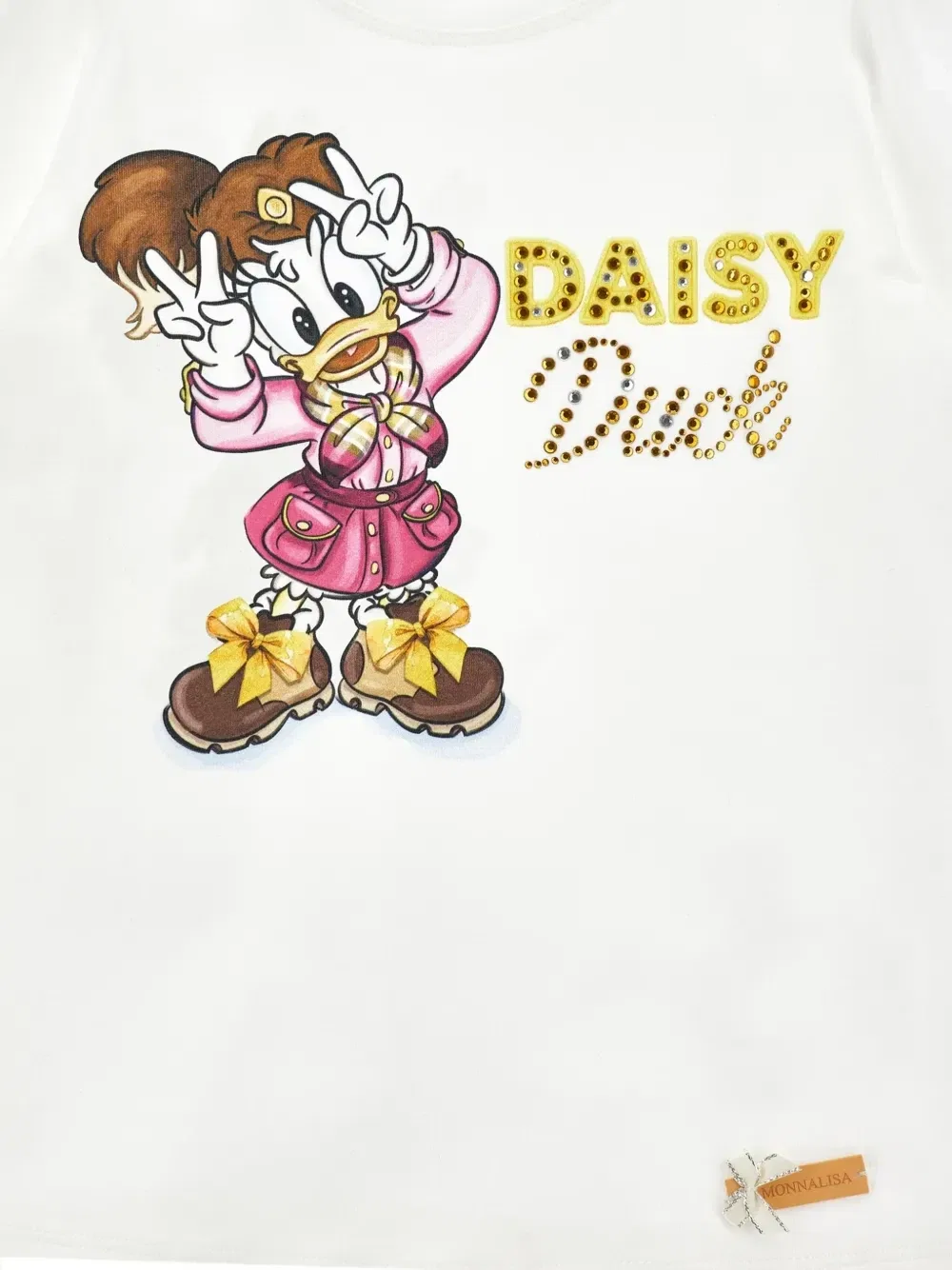 Футболка Daisy Duck со стразами Monnalisa, белый — фото 3