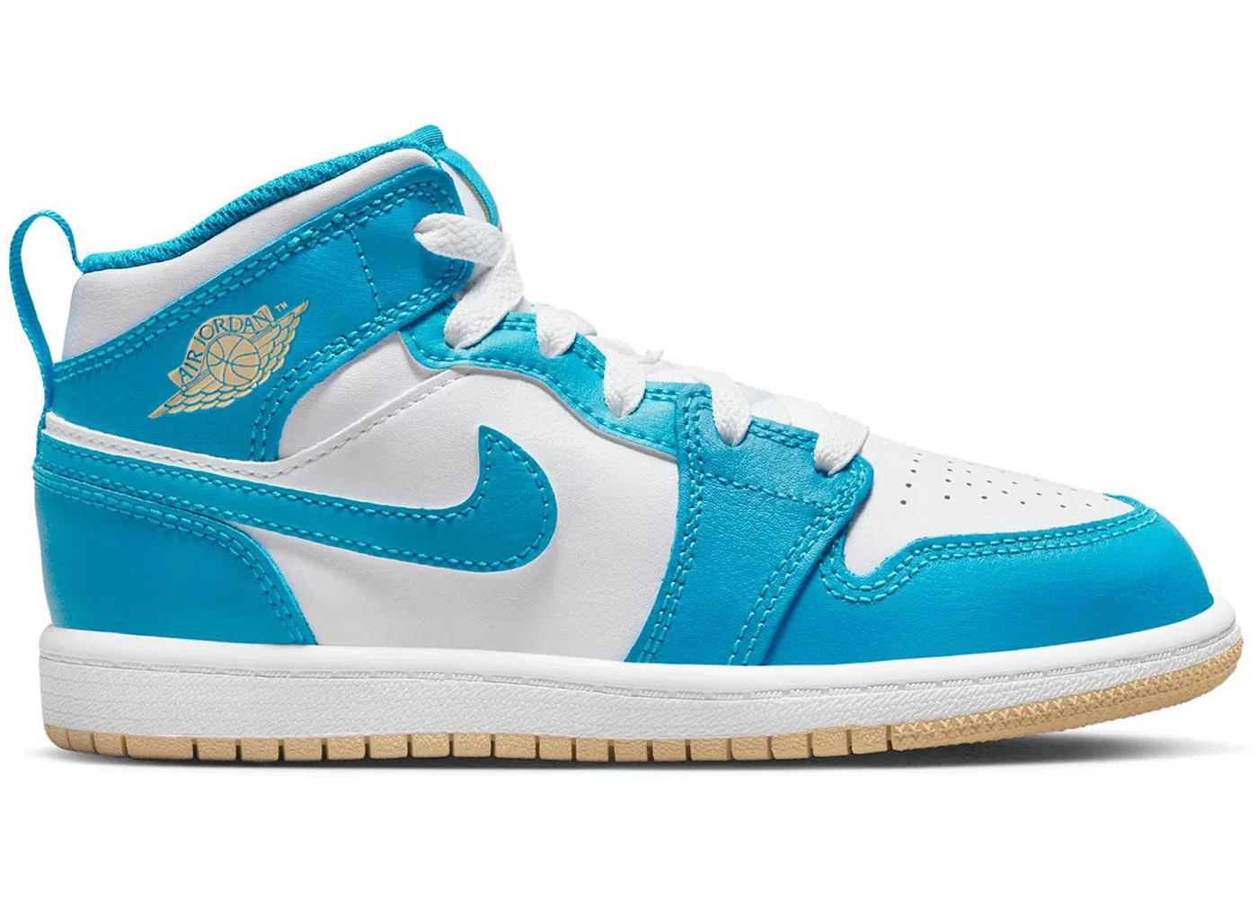 Детские кроссовки Lifestyle Jordan 1 Mid Aquatone Jordan, Aquatone/White/Celestial Gold