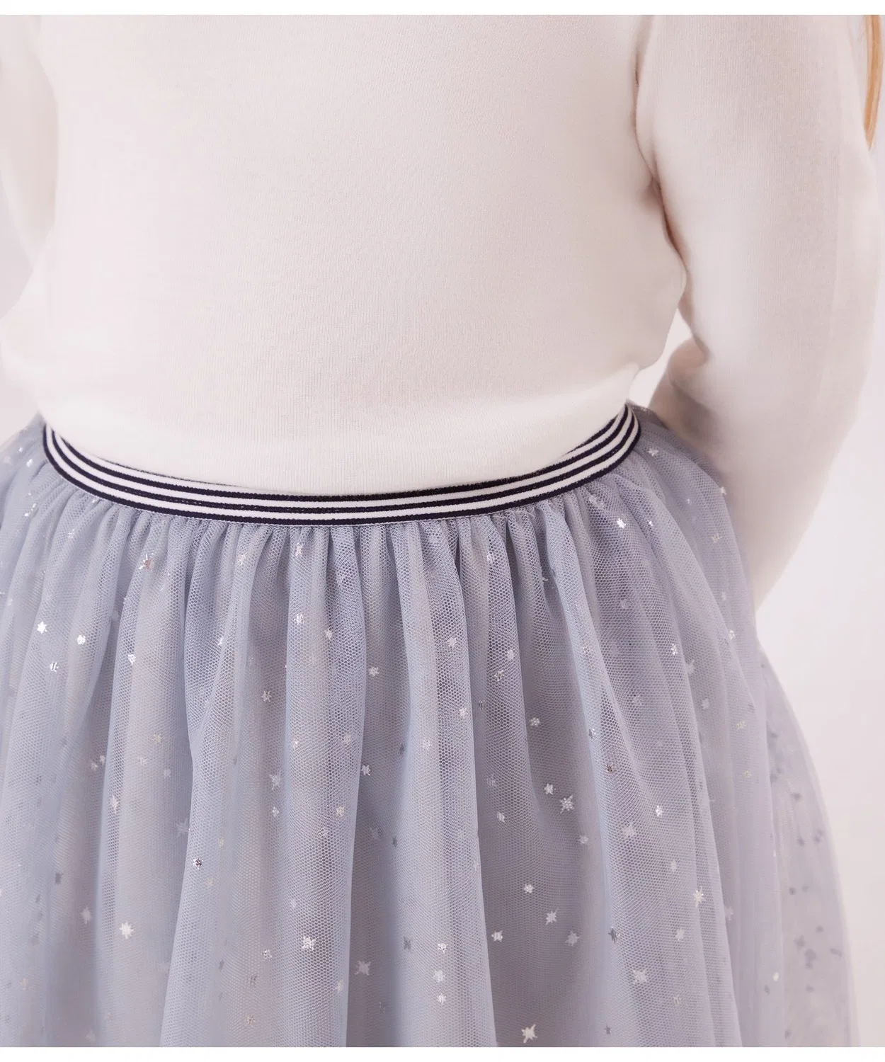 Детская юбка из фатина с серебристым блеском, модель PETIT BATEAU, Серый — фото 3