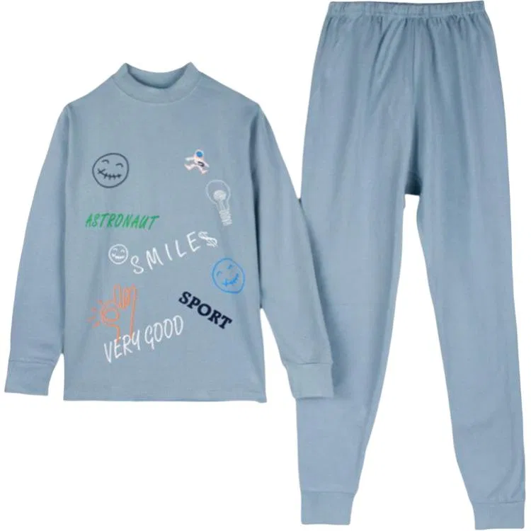 Термобелье детское с принтом Cotton Gene, Цвет Mock Neck Letter Combination