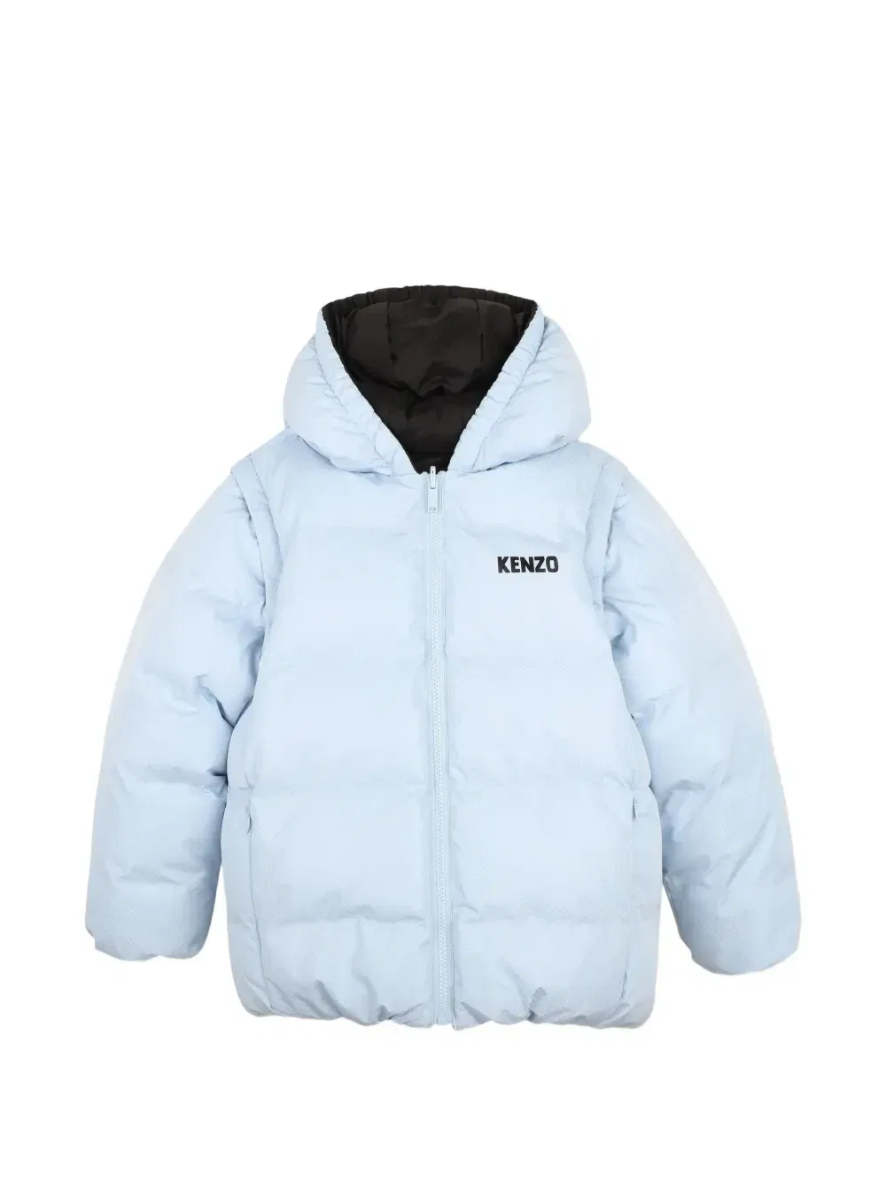 Двусторонний пуховик с капюшоном Kenzo Kids, черный — фото 2