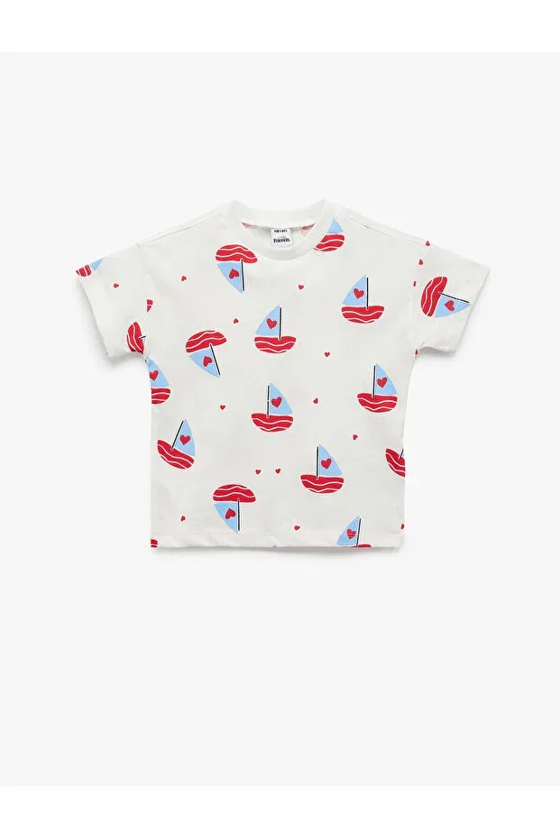 Детская футболка с принтом Koton, Ecru Patterned