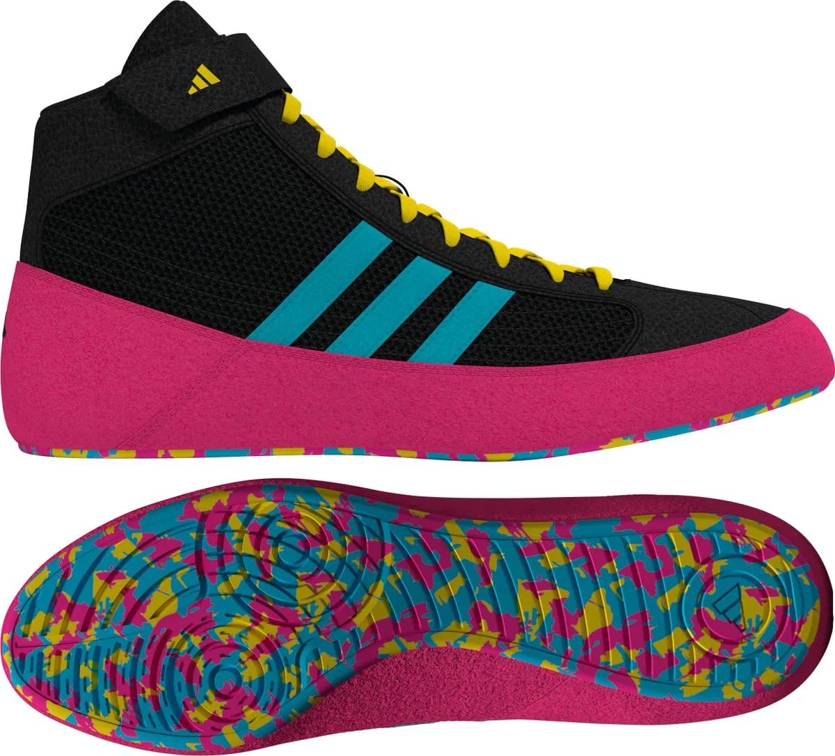 Детские боксерские кроссовки для мальчиков Hvc Adidas, Black Cyan Pink