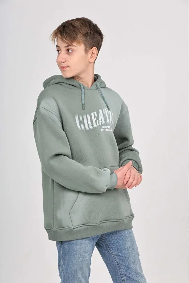 Детские свитшот для мальчиков с принтом Pistole Printed Toontoy, Dark Green — фото 4