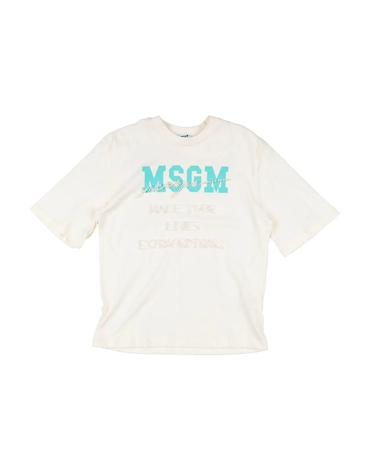 Детская футболка для девочек с принтом Msgm, кремовый