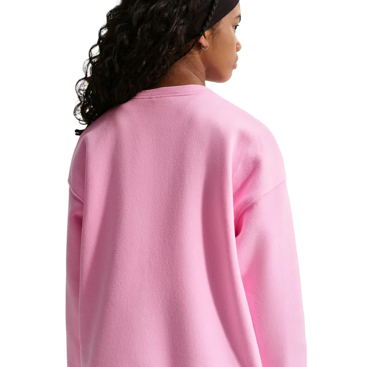Детский свитшот оверсайз с принтом Nike NSW Studio Fleece OS Crew LBR, White/Pink Rise — фото 2