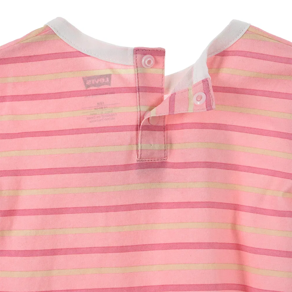 Детский комбинезон для девочек с полоской Stripe Romper Overall Levi's, Pink — фото 4