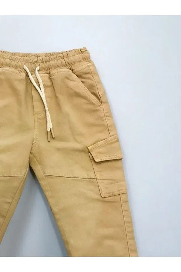 Детские брюки для мальчиков с эластичным поясом Zekids, Beige — фото 3