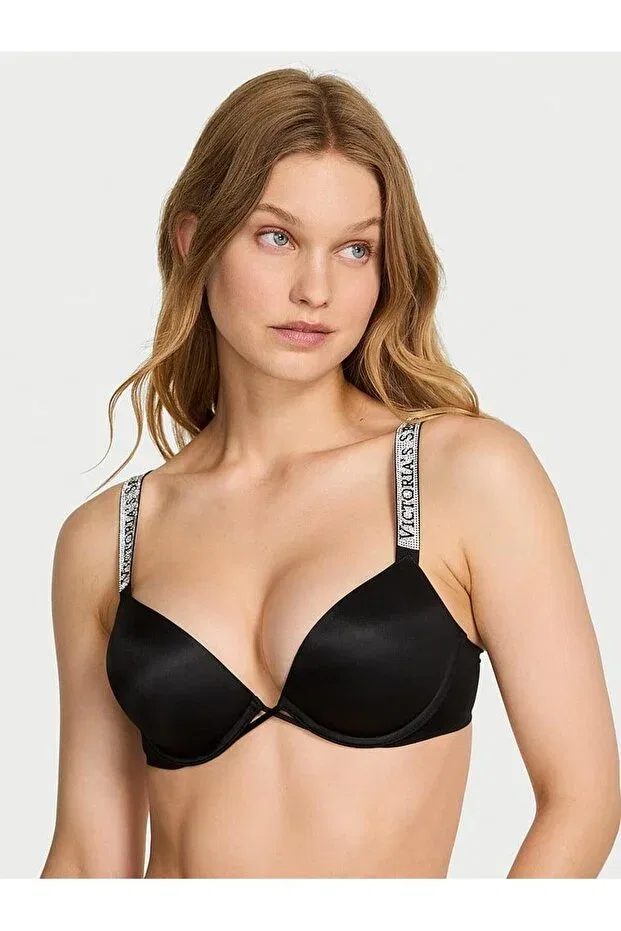 Женский бюстгальтер пуш-ап с бретельками-спагетти Bombshell Victoria'S Secret, Black — фото 2