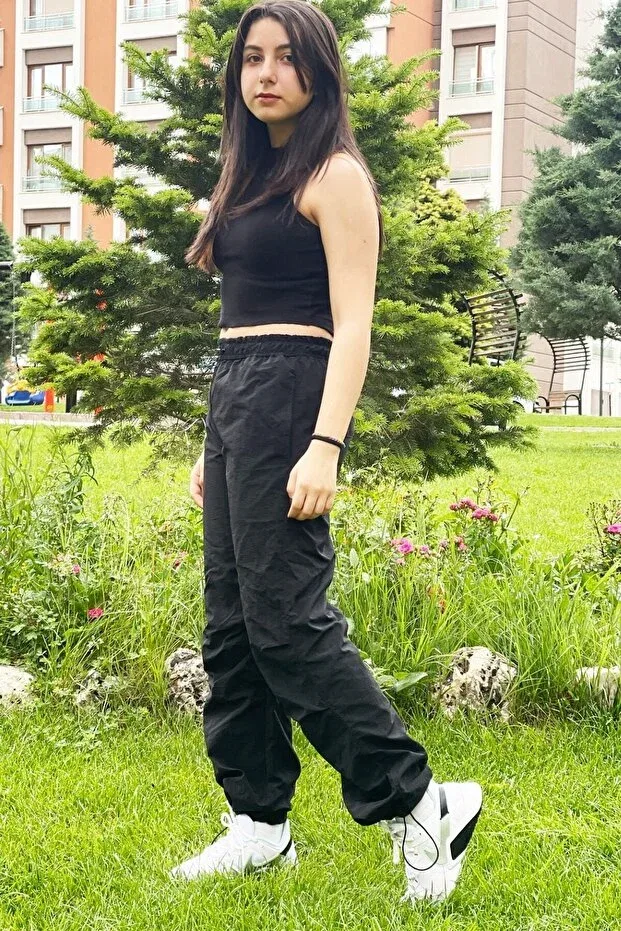 Детские спортивные штаны для девочек с завязками Asortik Kids, Black — фото 4