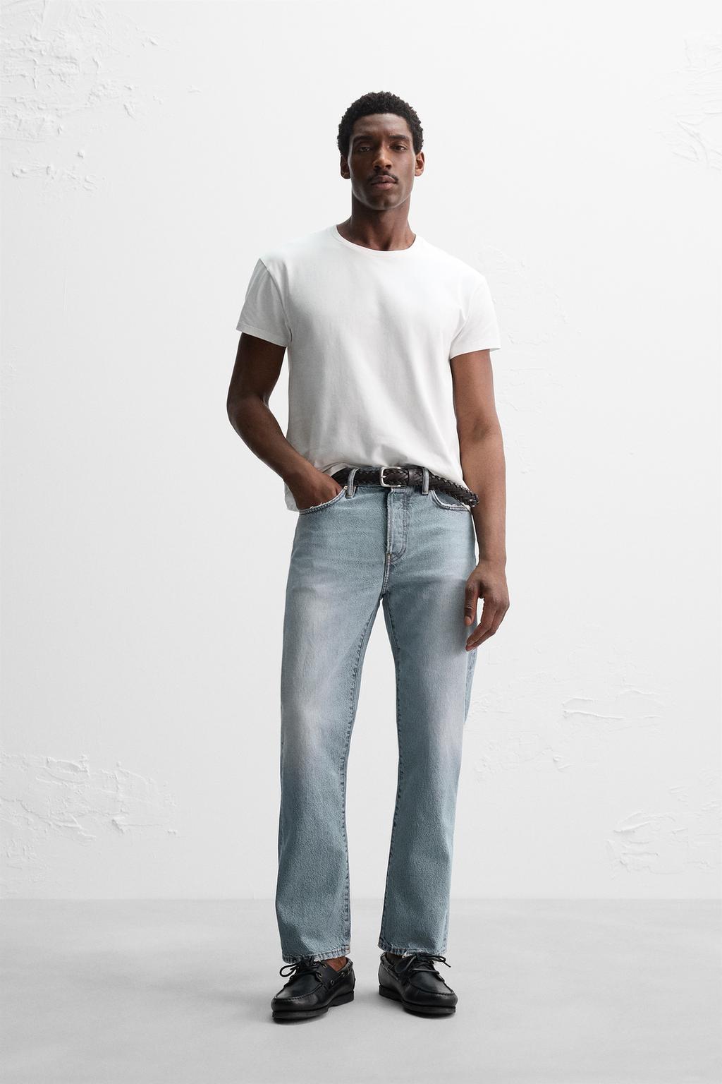 

Джинсы с прямой посадкой по щиколотку ZARA, синий