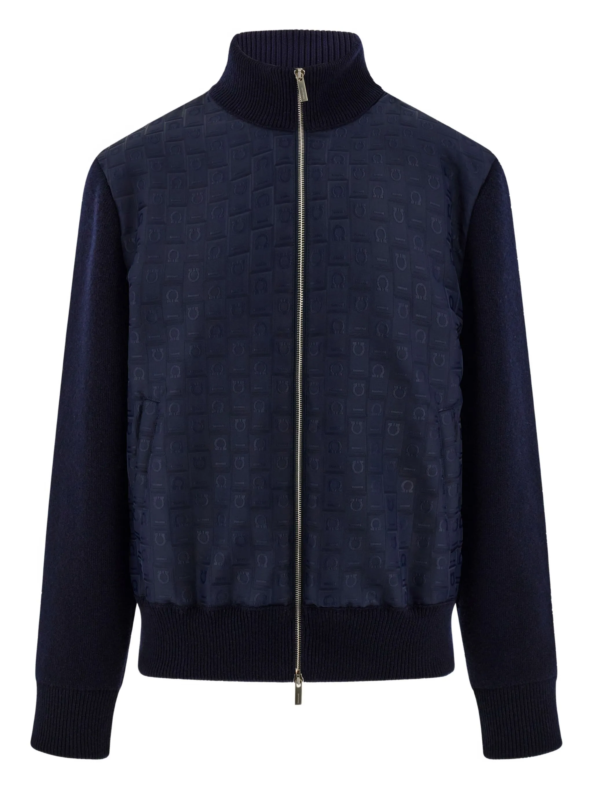 

Жаккардовый бомбер с монограммой Ferragamo, синий