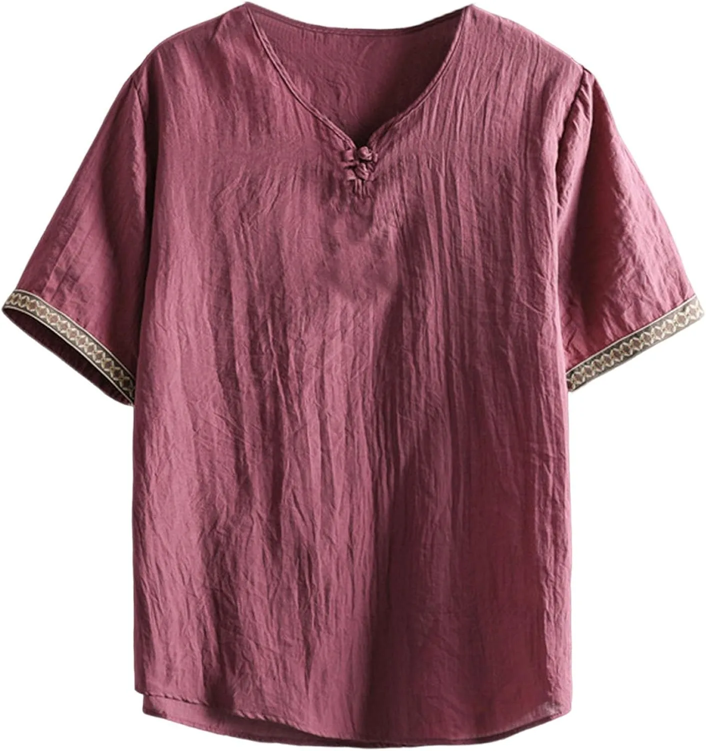 

Мужская футболка V-образным вырезом из льна, короткий рукав