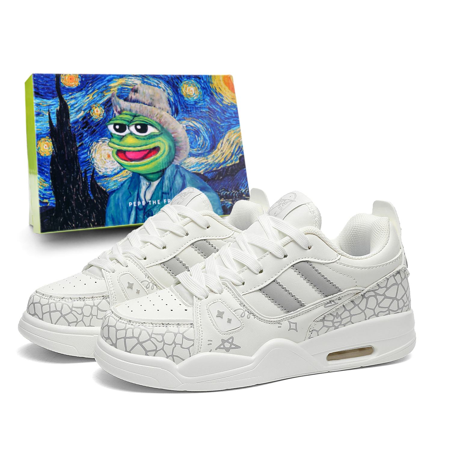 

Pepe The Frog Низкие скейтерские кроссовки унисекс классические бело-серые, цвет Classic White Gray