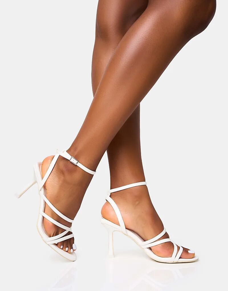 Туфли Public Desire Free Spirit на среднем каблуке с круглым носком и ремешками, белые — фото 2