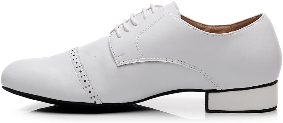 

Мужские латинские танцевальные туфли JUODVMP, дышащие, каблук 1, кожа, для бальных и танго, модель 401, белый