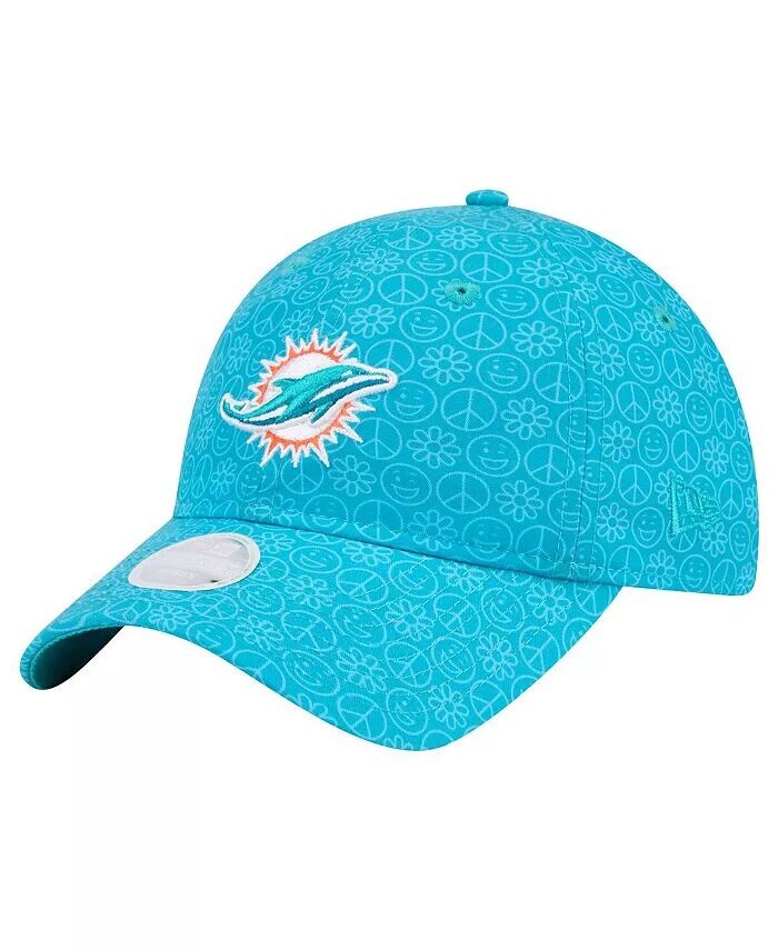 

Женская регулируемая шапка Aqua Miami Dolphins Smiley 9TWENTY New Era, синий