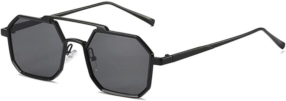 

Солнцезащитные очки UV400 с двойной металлической перемычкой, подходят для женщин и мужчин, для бега и занятий спортом на открытом воздухе UYPTK, Black Grey