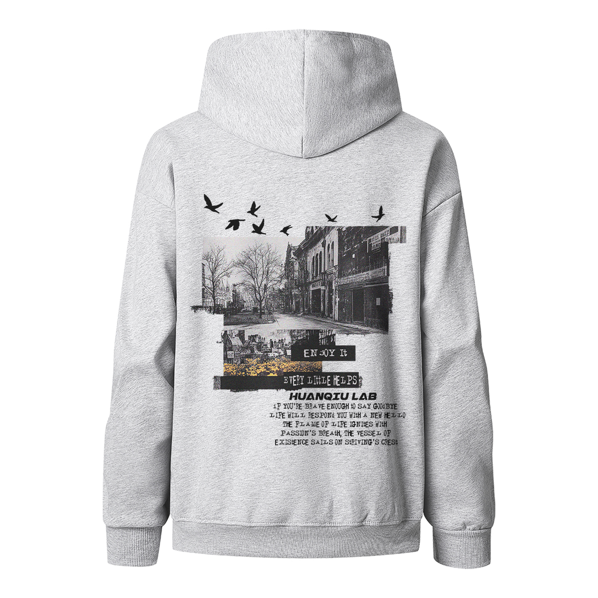 

Толстовка Unisex Hooded Moderate Heavyweight HUANQIU, белый heather серый