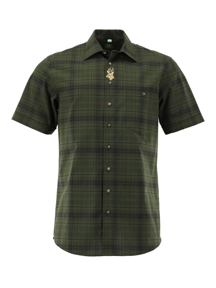 

Традиционная рубашка Пелуна оливкового цвета OS-Trachten