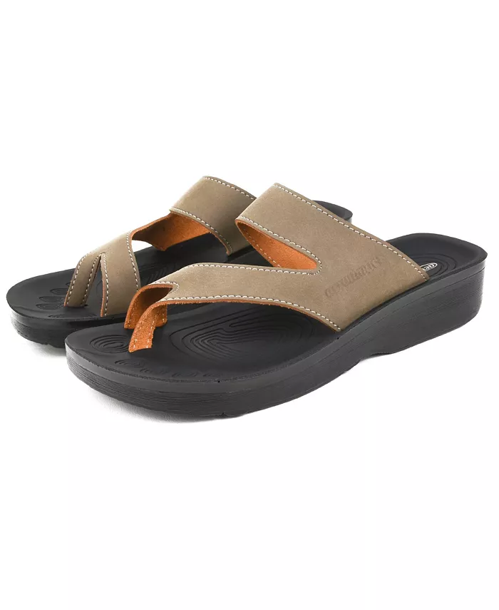 Женские сандалии Odal Split Toe с поддержкой свода стопы Aerothotic, коричневый/бежевый — фото 3