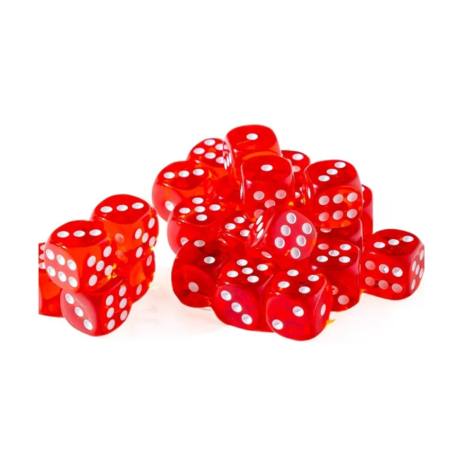 

12 мм d6 Красный полупрозрачный с белым (25), Dice - 25 Piece D6 Sets (Easy Roller Dice)
