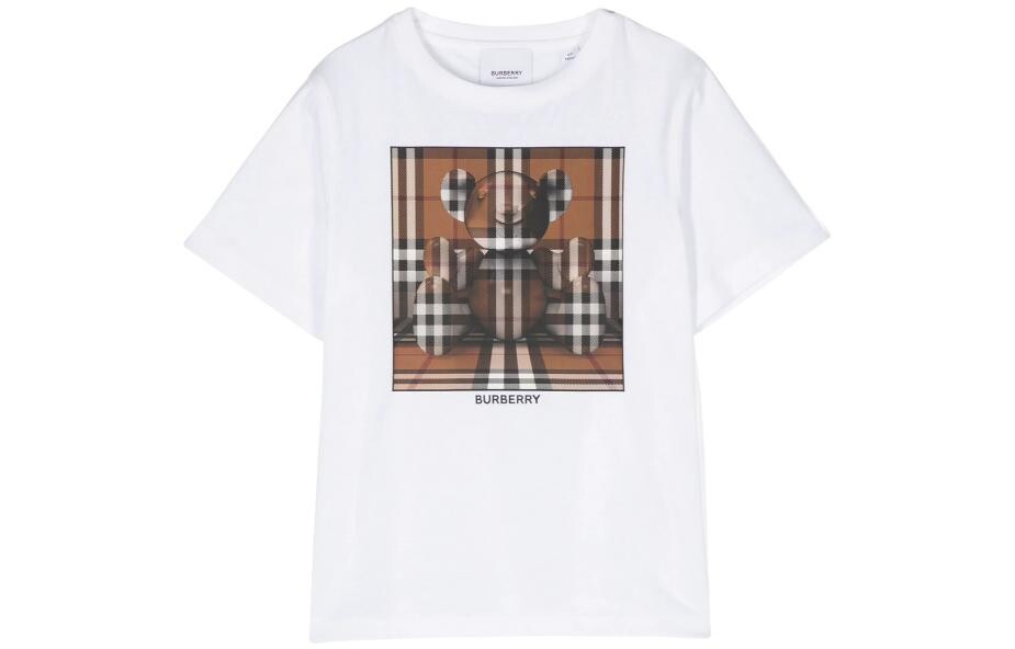 

Футболка детская Burberry с принтом, белый / коричневый
