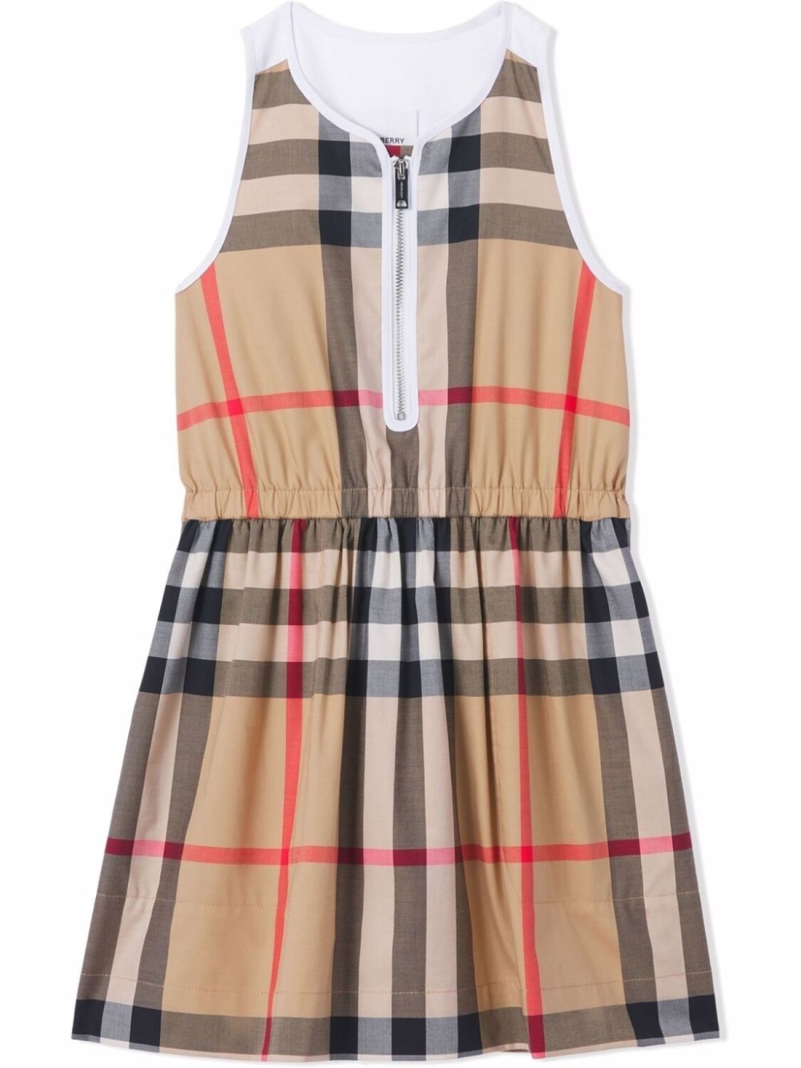 

Burberry Kids клетчатое платье без рукавов, нейтральный цвет