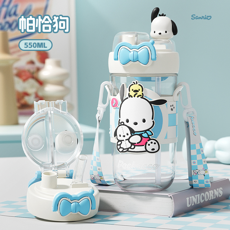 Plastic Water Cup Straw Cup 550ml Sanrio, Pochacco+Shopping Bag — фото 4