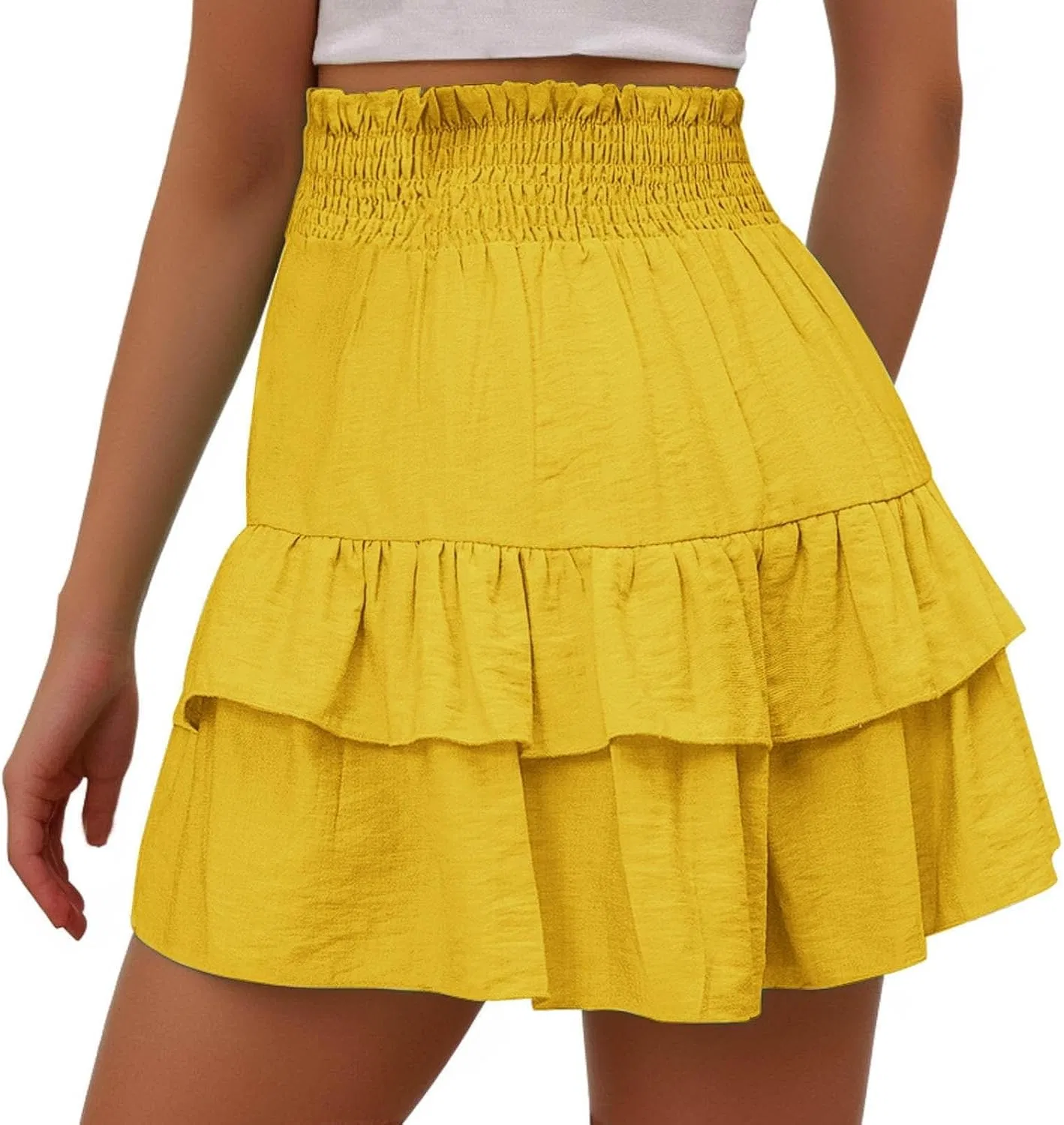 Шорты женские с высокой талией и оборками Generic, A04_yellow — фото 2