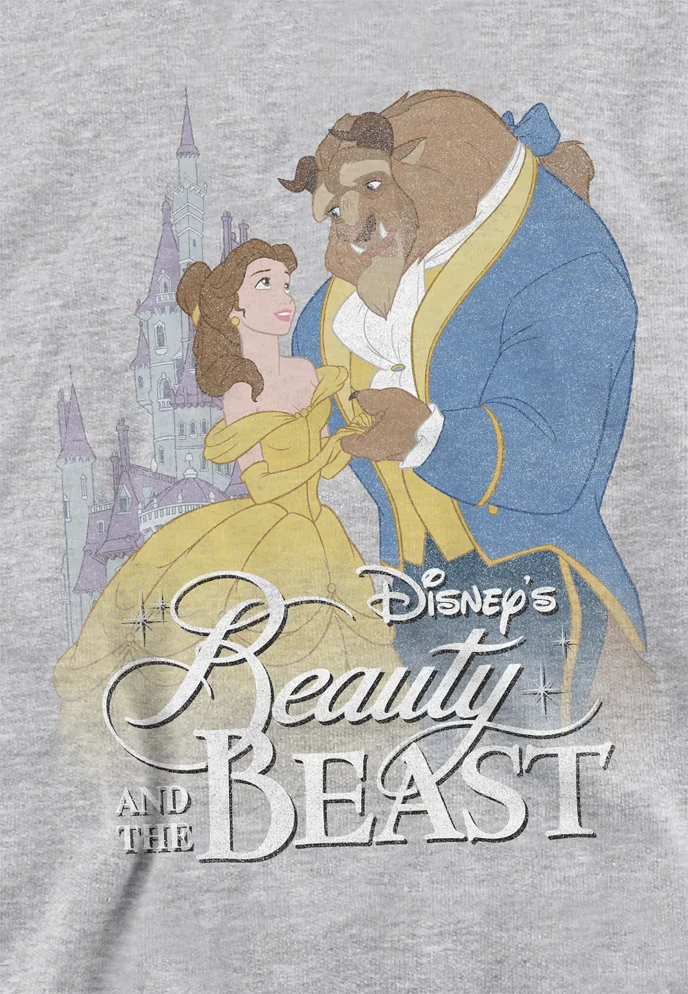Детская худи с принтом Beauty and the Beast, Disney, серый — фото 2