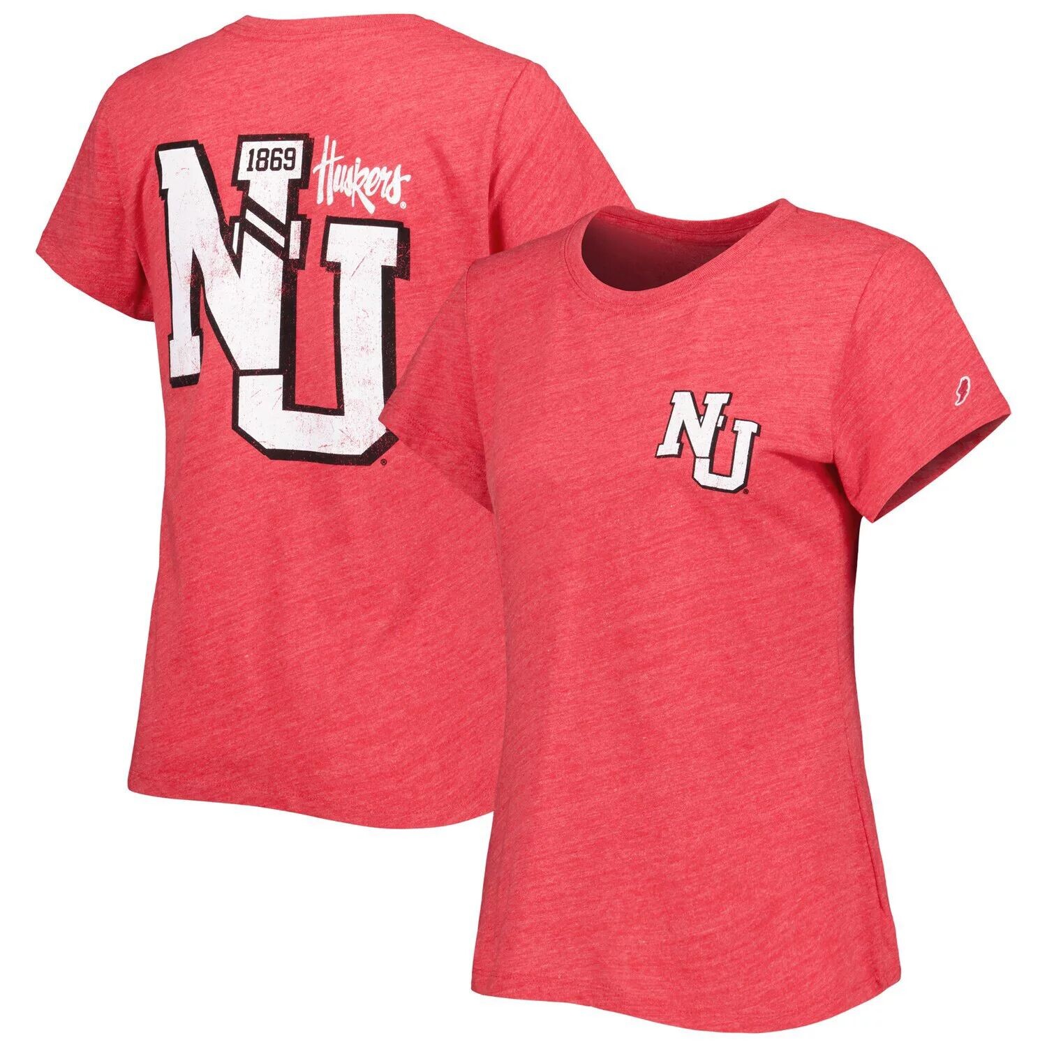 

Женская лига, студенческая одежда, футболка Heather Scarlet Nebraska Huskers Intramural, классическая футболка 2-Hit Tri-Blend