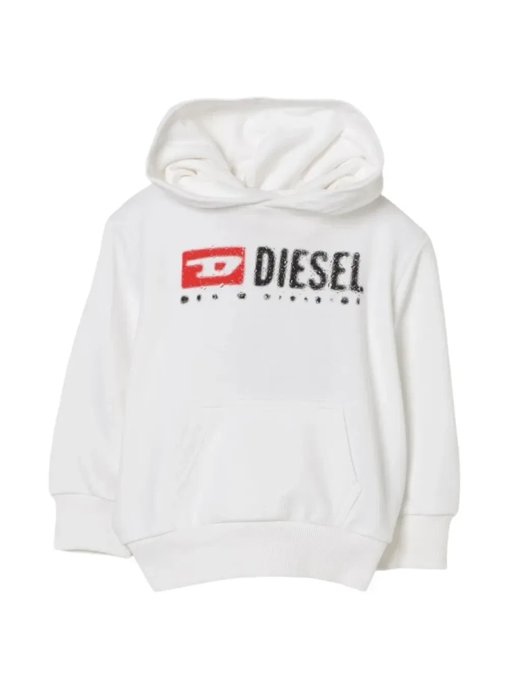 Худи с накладным карманом и логотипом Diesel Kids, белый