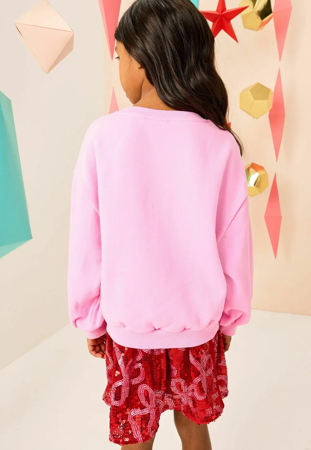 Обычный крой - рождественская - толстовка Next, Pink Bow Jolly — фото 3