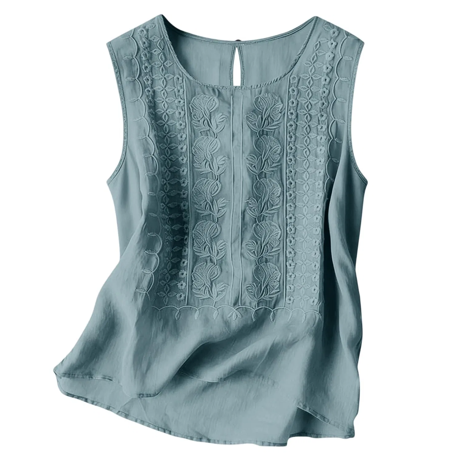 Женская хлопковая майка без рукавов с изогнутым низом, 4 X Light Blue
