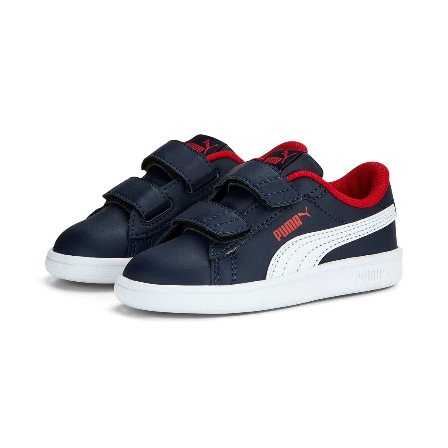 Детские кроссовки с ремешками PUMA SMASH 3.0 L V INF, Navy/White/Red
