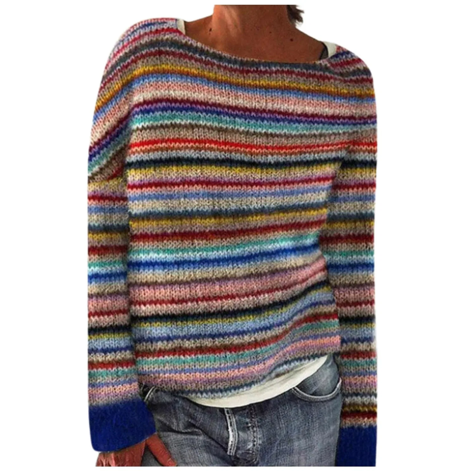 Женский свитер с принтом Crew Neck Chunky Knit, Multi-coloured