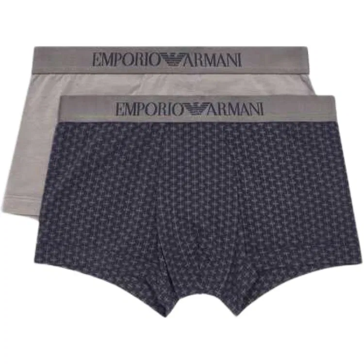 Мужские трусы-боксеры набор 2 шт Emporio Armani, Серый+Многоцветный