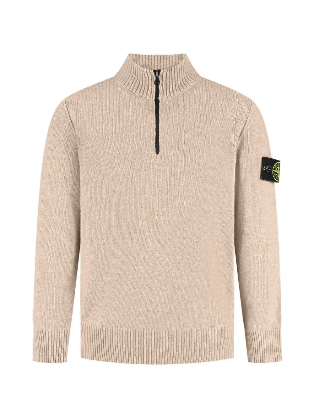 Свитер на молнии с нашивкой-логотипом Stone Island Junior, бежевый