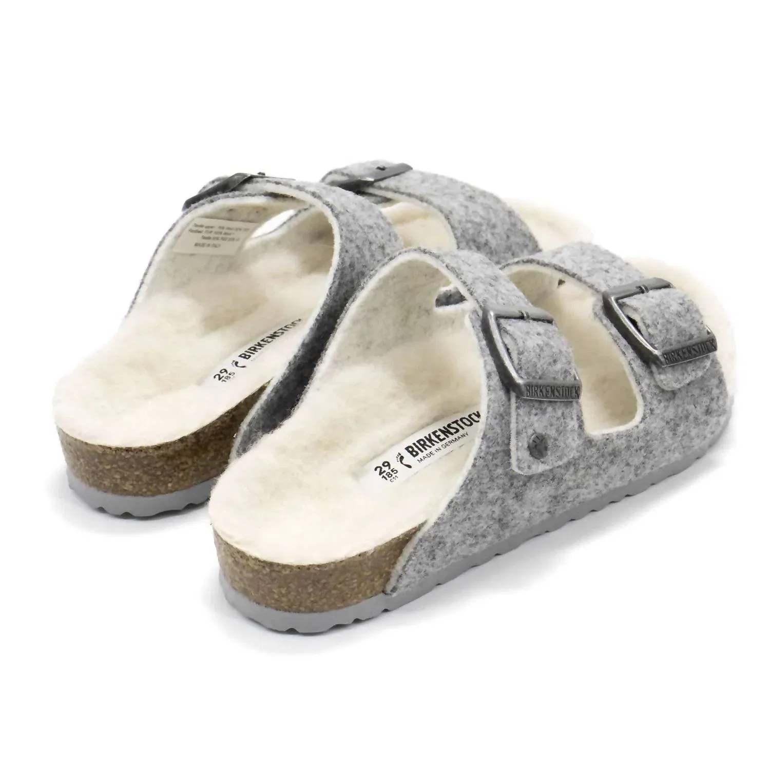 Детские сандалии для девочек с шерстяным верхом Arizona Rivet Birkenstock, Light Grey — фото 4