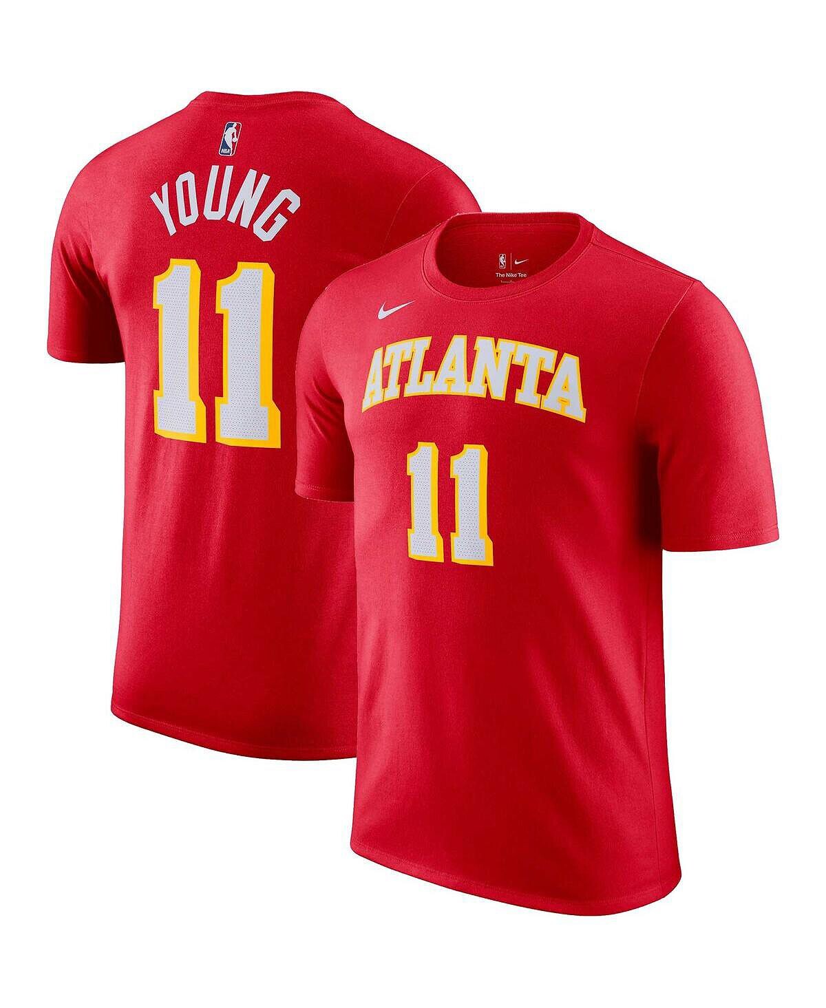 

Мужская футболка trae young red atlanta hawks icon 2022/23 name and number performance Nike, красный