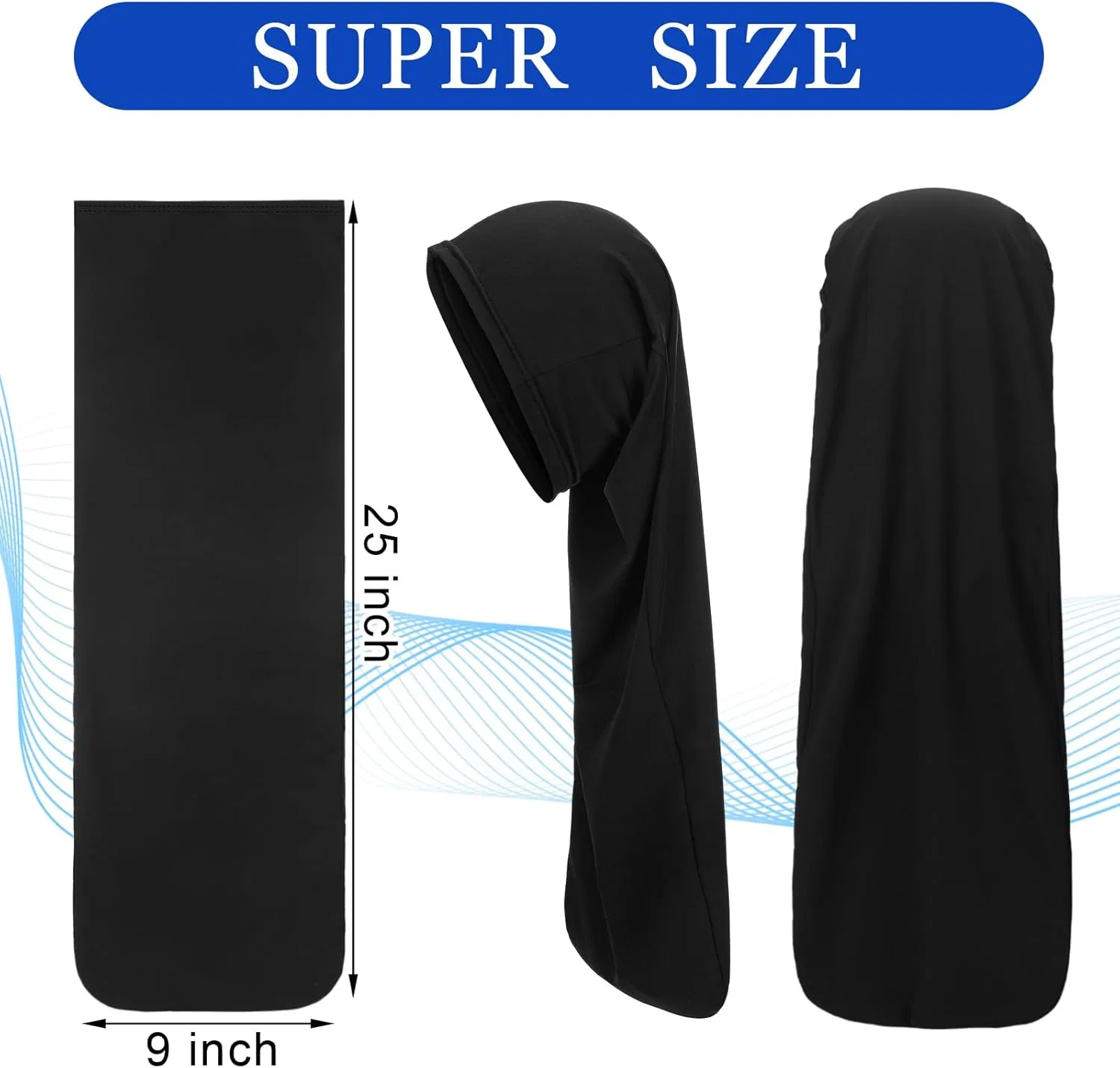 Шапочка для душа 30.5 cm, Twistover, 2 Pieces, Black — фото 2