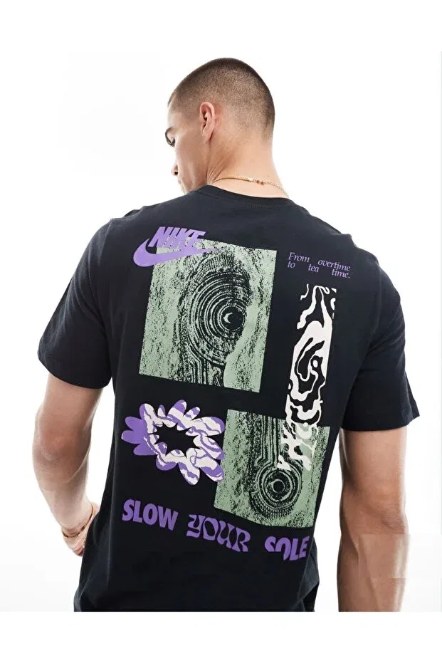 Детская спортивное футболка с принтом slow club Nike, Black