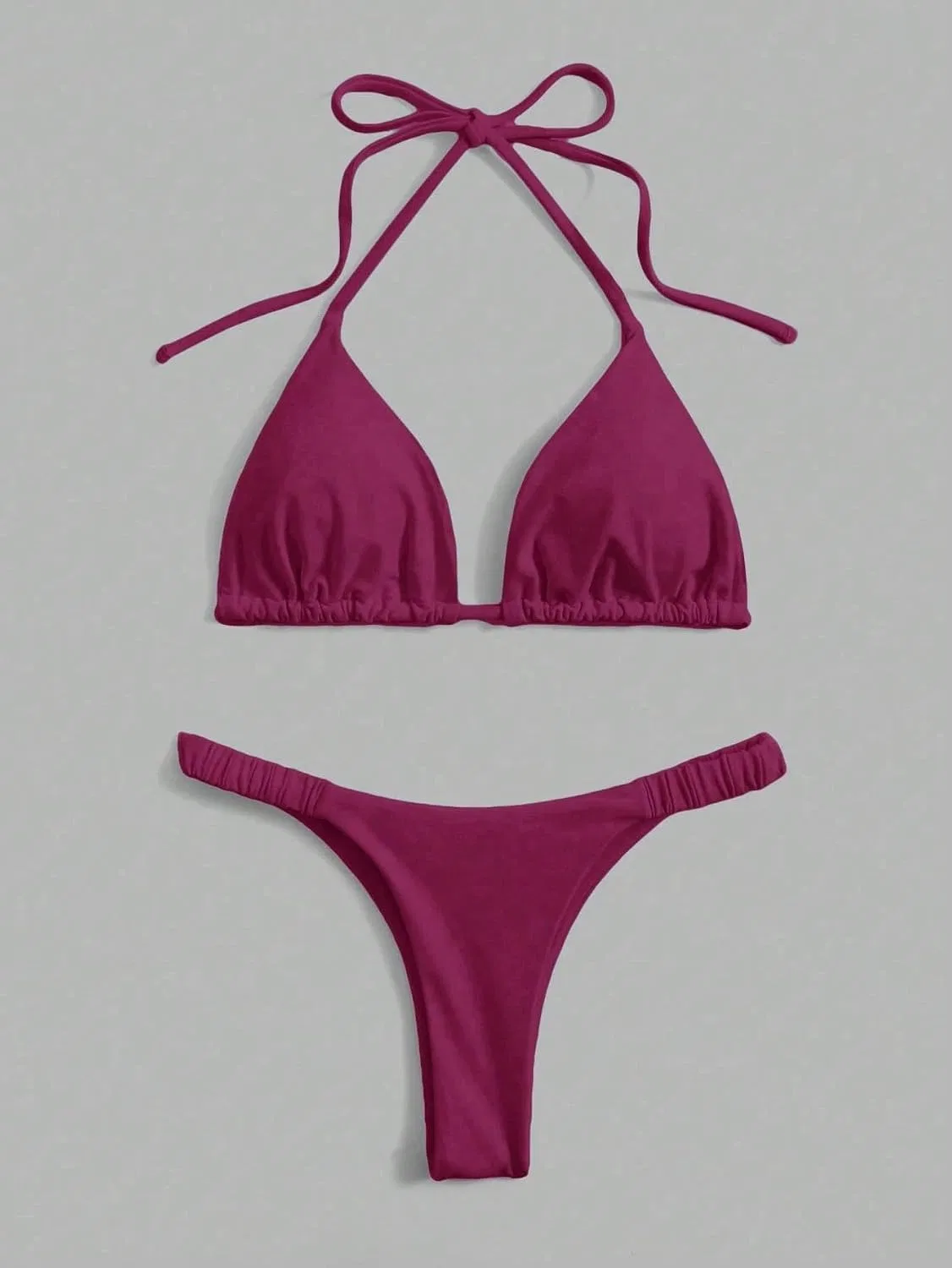 Женский бикини-сет с высокой талией, кулон на шее Generic, Red Violet — фото 2