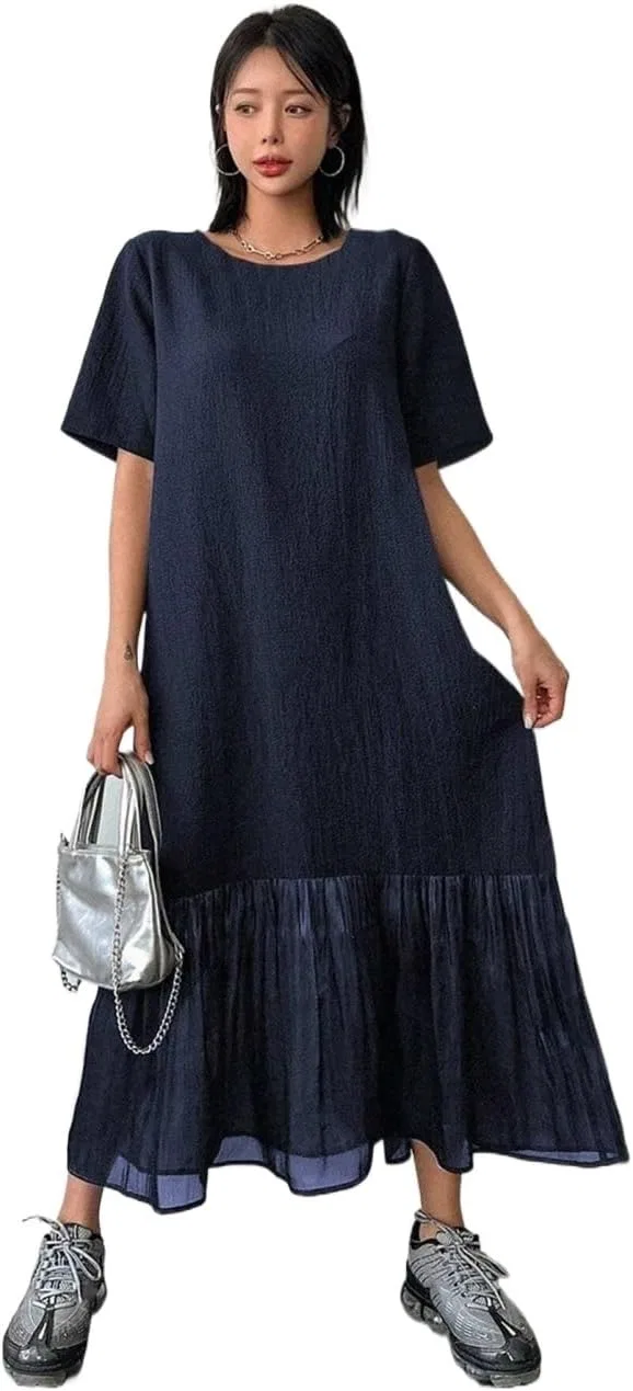 Женское летнее платье миди с рыбьим хвостом, Navy Blue
