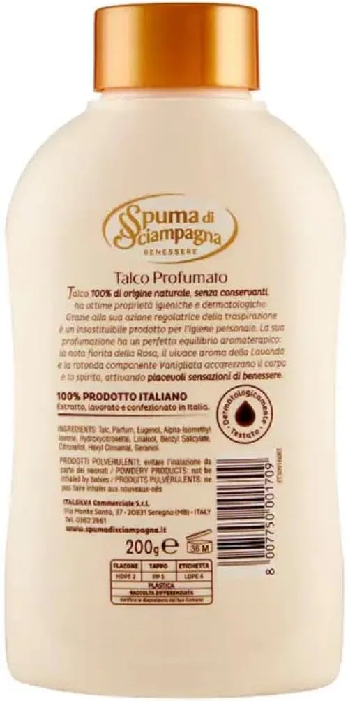Тальк для тела Spuma di Sciampagna Talco Profumato Classic 6x200г + итальянские томаты 400г Italian Gourmet E.R. — фото 2