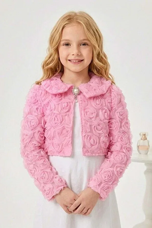 Детское болеро для девочек цветное Luvia lase detail girls' bolero m00812 Mnk Baby&Kids, Pink