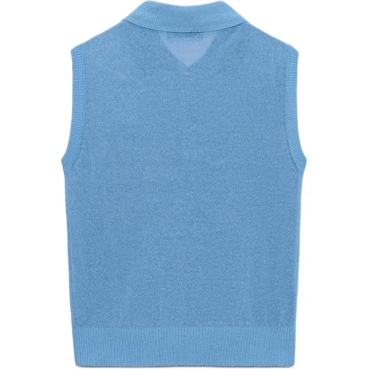 Женское поло с синим цветом Polo Shirts Women's Blue Crew Neck Moderate, ZARA, Blue — фото 3
