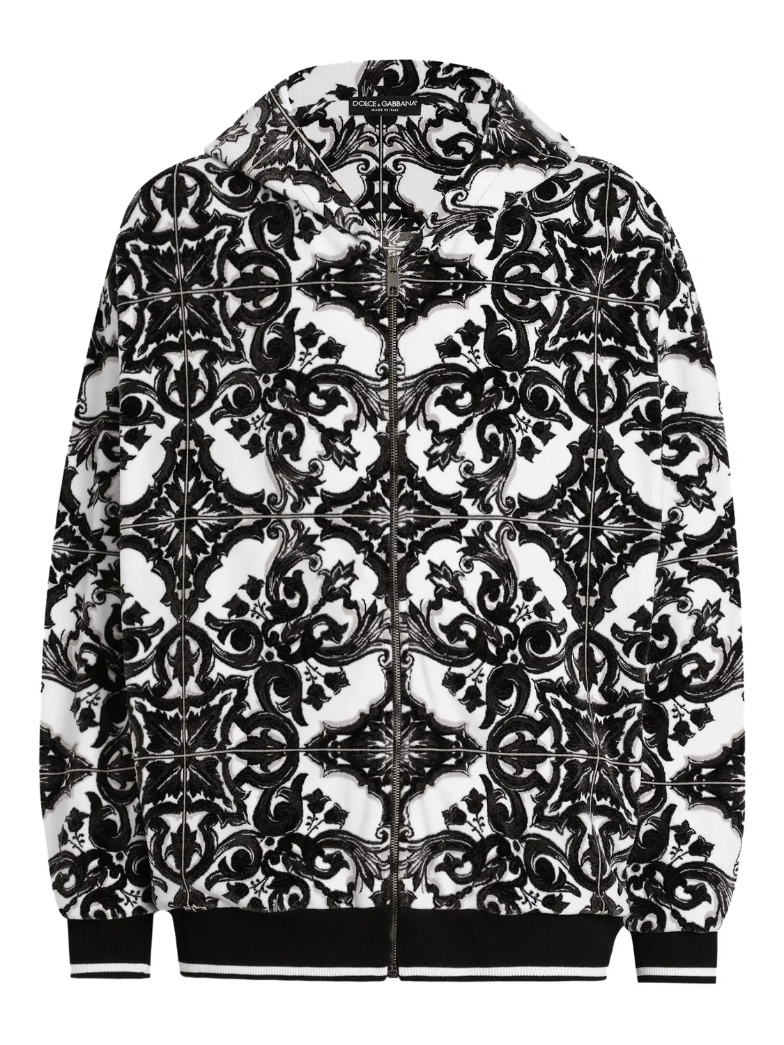 Худи с майоликовым принтом Dolce & Gabbana, черный