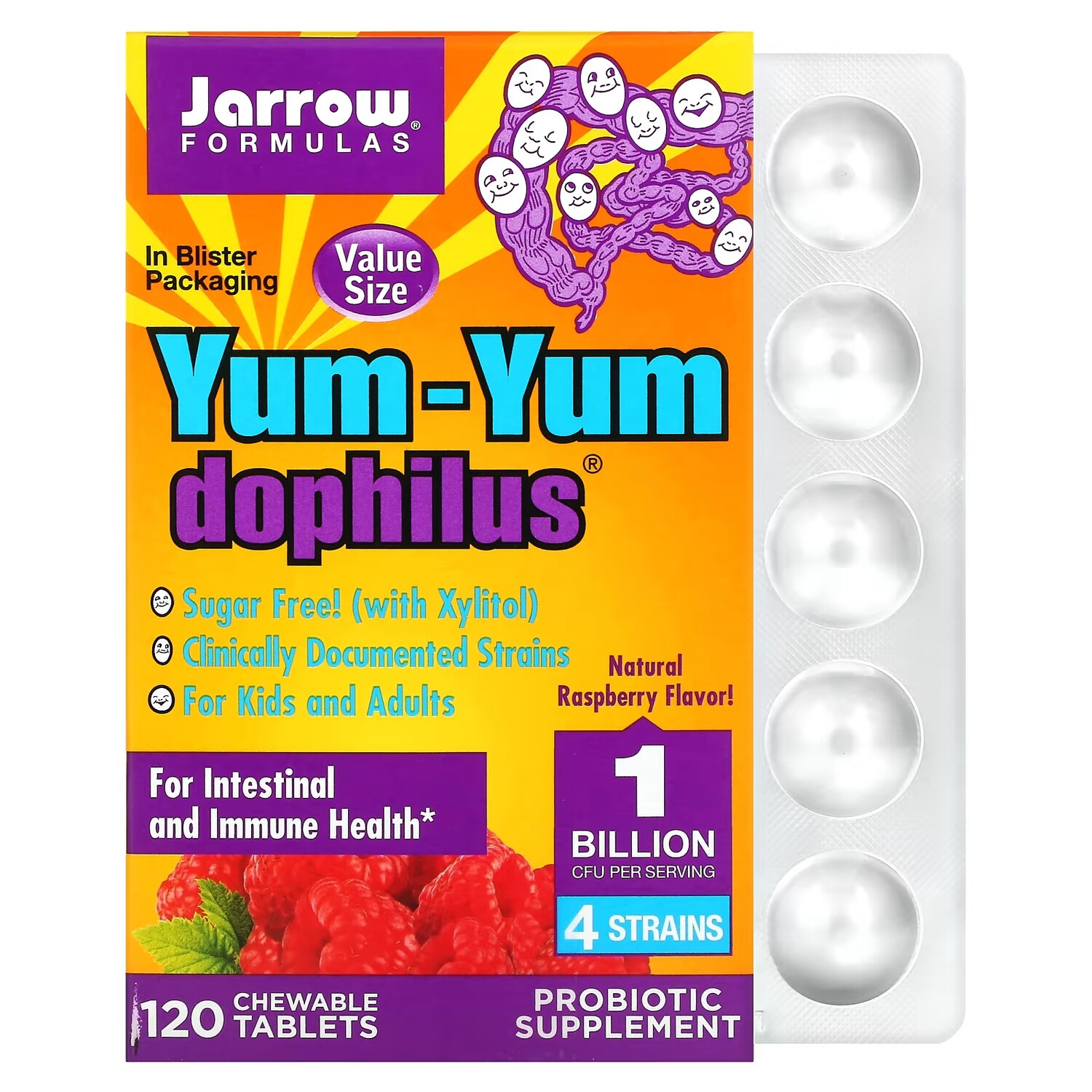 

Жевательные Таблетки Jarrow Formulas Yum-Yum Dophilus со вкусом малины, 120 таблеток